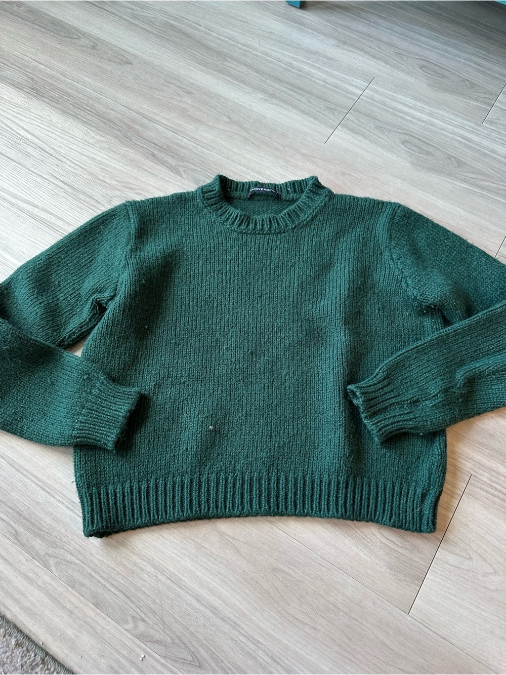 Brandy Melville Dark Green Crewneck Sweater w/Alpaca&Wool Size XS